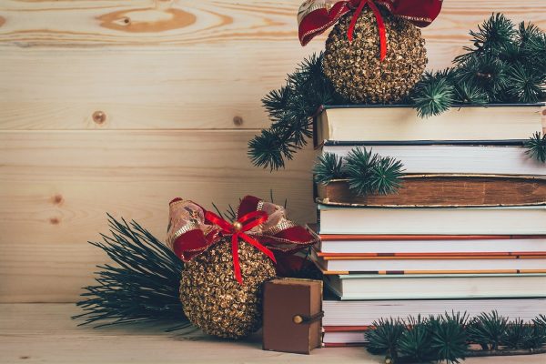 Books-gifts for Christmas with decoration