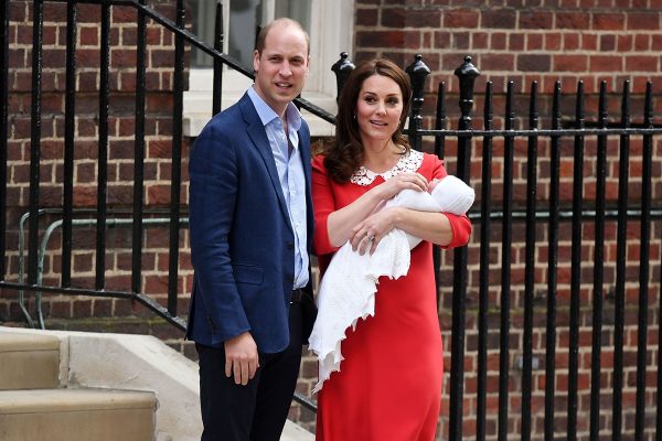 Kate Middleton, Duchess of Cambridge and Prince William pictured with their 3rd Child leaving the St. Marys Hospital